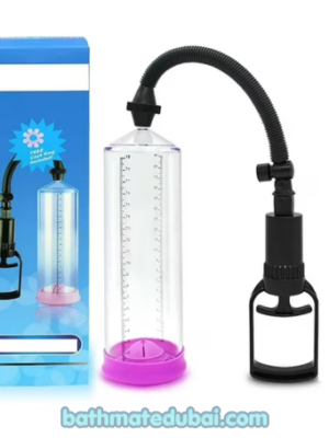 High Vacuum Man's Pump with retail packaging, transparent vacuum cylinder, manual hand pump, flexible hose